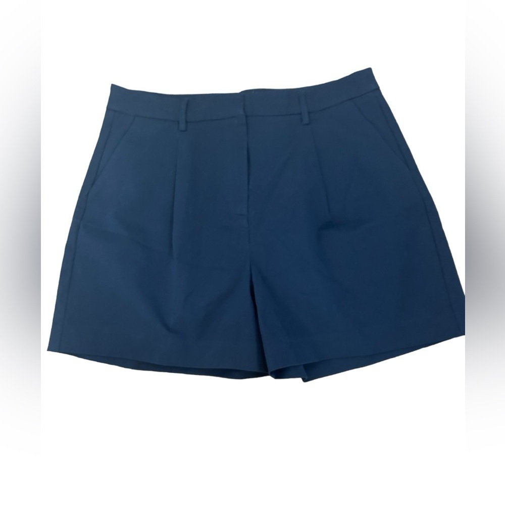 Stitch Fix 41 Hawthorn Becca Navy Blue High Rise Pleated Shorts Size 14 NWOT